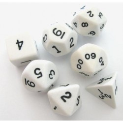 Set de 7 dés - Opaque - Blanc/Noir