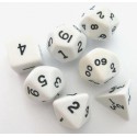 Set de 7 dés - Opaque - Blanc/Noir