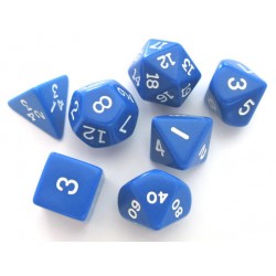 Set de 7 dés - Opaque - Bleu/Blanc
