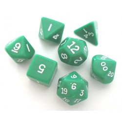 Set de 7 dés - Opaque - Vert/Blanc