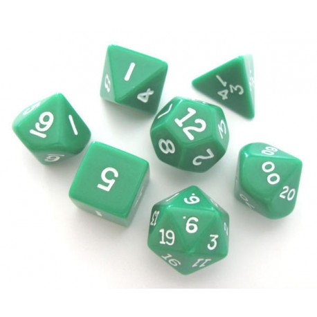 Set de 7 dés - Opaque - Vert/Blanc