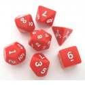 Set de 7 dés - Opaque - Rouge/Blanc
