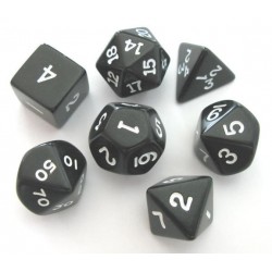 Set de 7 dés - Opaque - Noir/Blanc