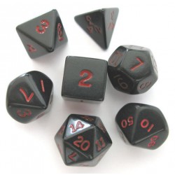 Set de 7 dés - Opaque - Noir/Rouge